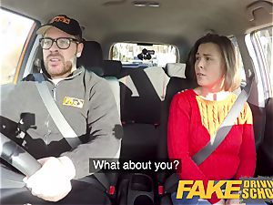 fake Driving college Jealous learner with good jugs